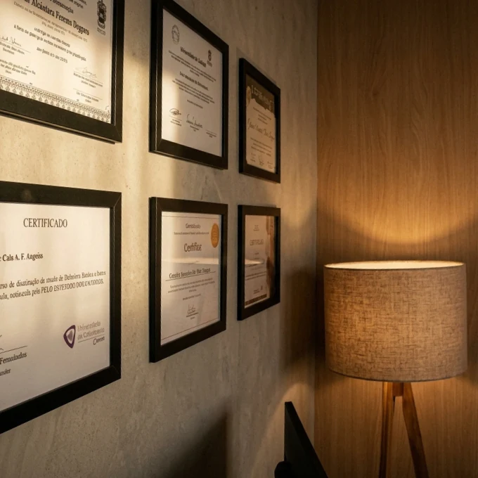 Certificados profissionais do Dr. Caio de Alcântara na Clínica Integrart